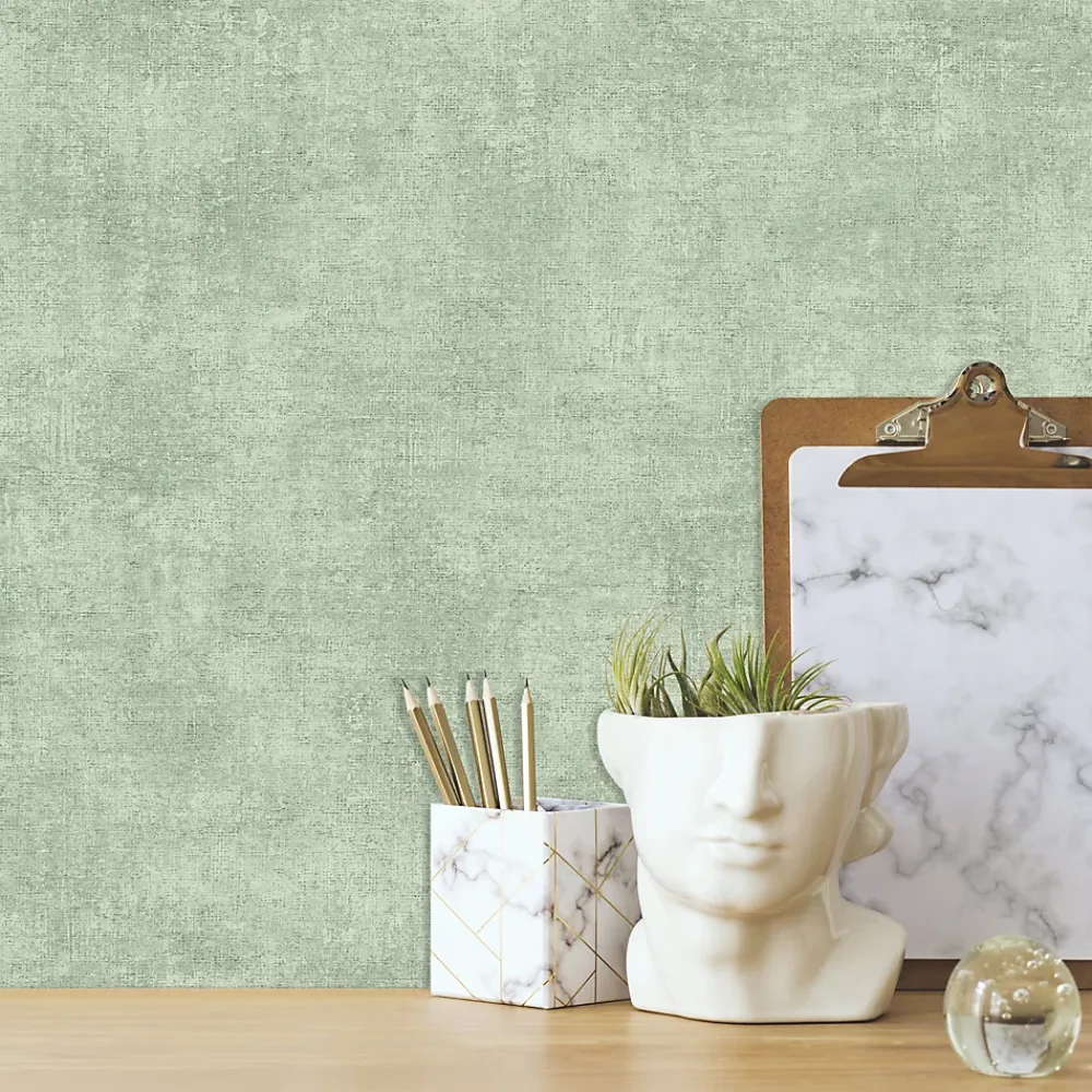 GoodHome Papier Peint<Papier peint pré-encollé vinyle intissé uni vert pailleté Easy Roll Bagatelle l.53 x H.1005 cm