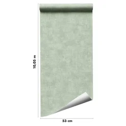 GoodHome Papier Peint<Papier peint pré-encollé vinyle intissé uni vert pailleté Easy Roll Bagatelle l.53 x H.1005 cm