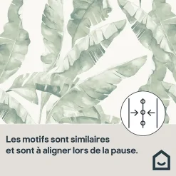GoodHome Papier peint pré-encollé vinyle intissé feuillage Easy Roll Halton vert l.53 x H.1005 cm- Papier Peint