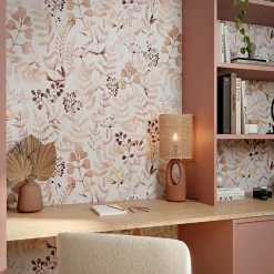GoodHome Papier Peint<Papier peint pré-encollé vinyle intissé botanique Easy Roll Olivia rose l.53 x H.1005 cm