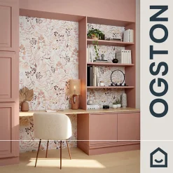 GoodHome Papier Peint<Papier peint pré-encollé vinyle intissé botanique Easy Roll Olivia rose l.53 x H.1005 cm