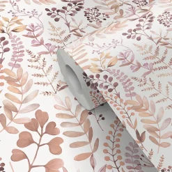 GoodHome Papier Peint<Papier peint pré-encollé vinyle intissé botanique Easy Roll Olivia rose l.53 x H.1005 cm