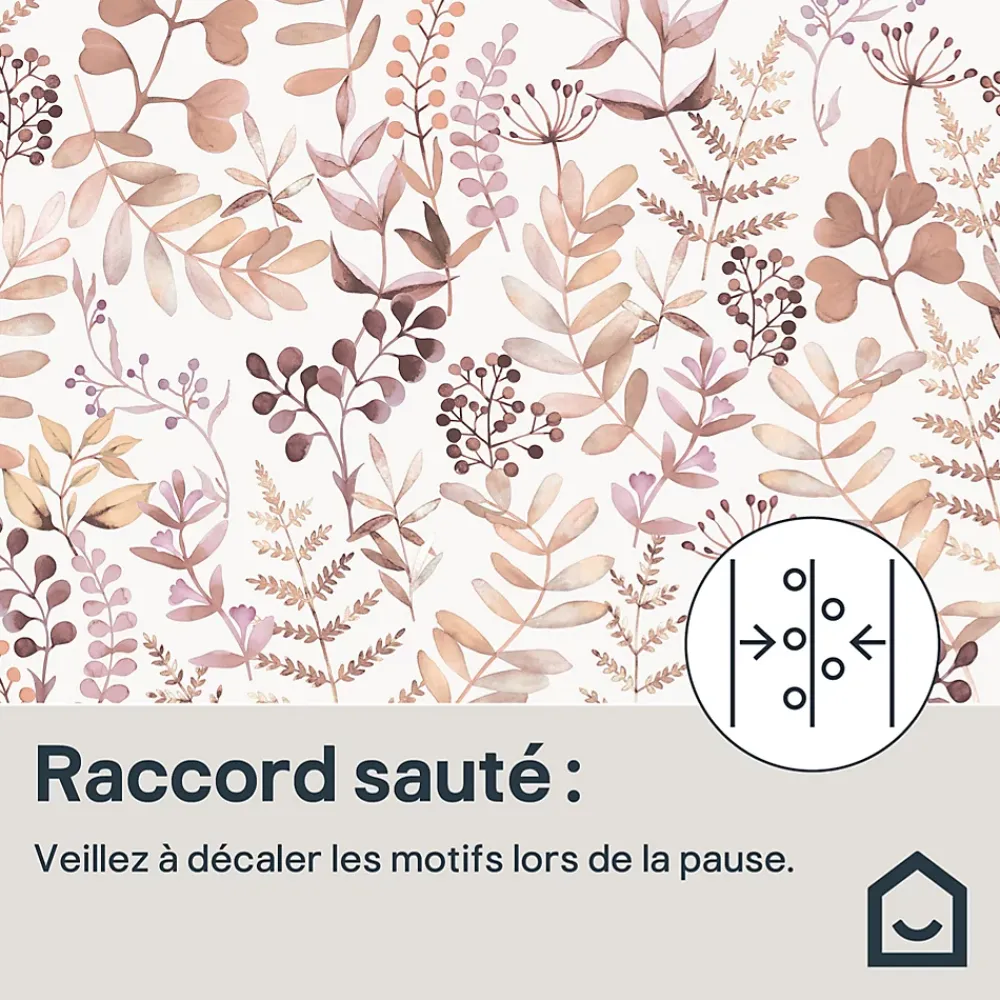GoodHome Papier Peint<Papier peint pré-encollé vinyle intissé botanique Easy Roll Olivia rose l.53 x H.1005 cm