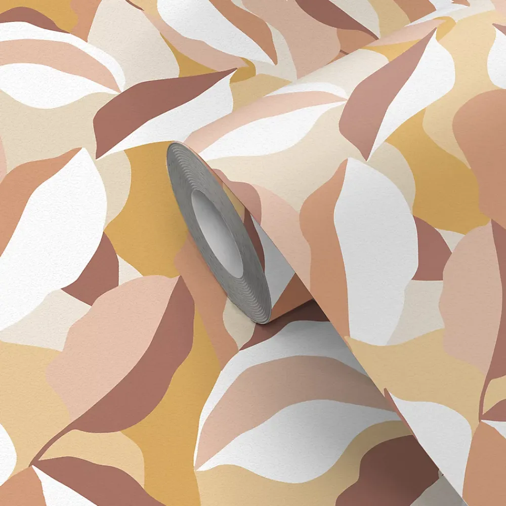 GoodHome Papier Peint<Papier peint pré-encollé vinyle intissé art déco Easy Roll Apricot multicolore l.53 x H.1005 cm