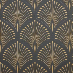 GoodHome Papier peint vinyl sur intissé echium noir et or- Papier Peint
