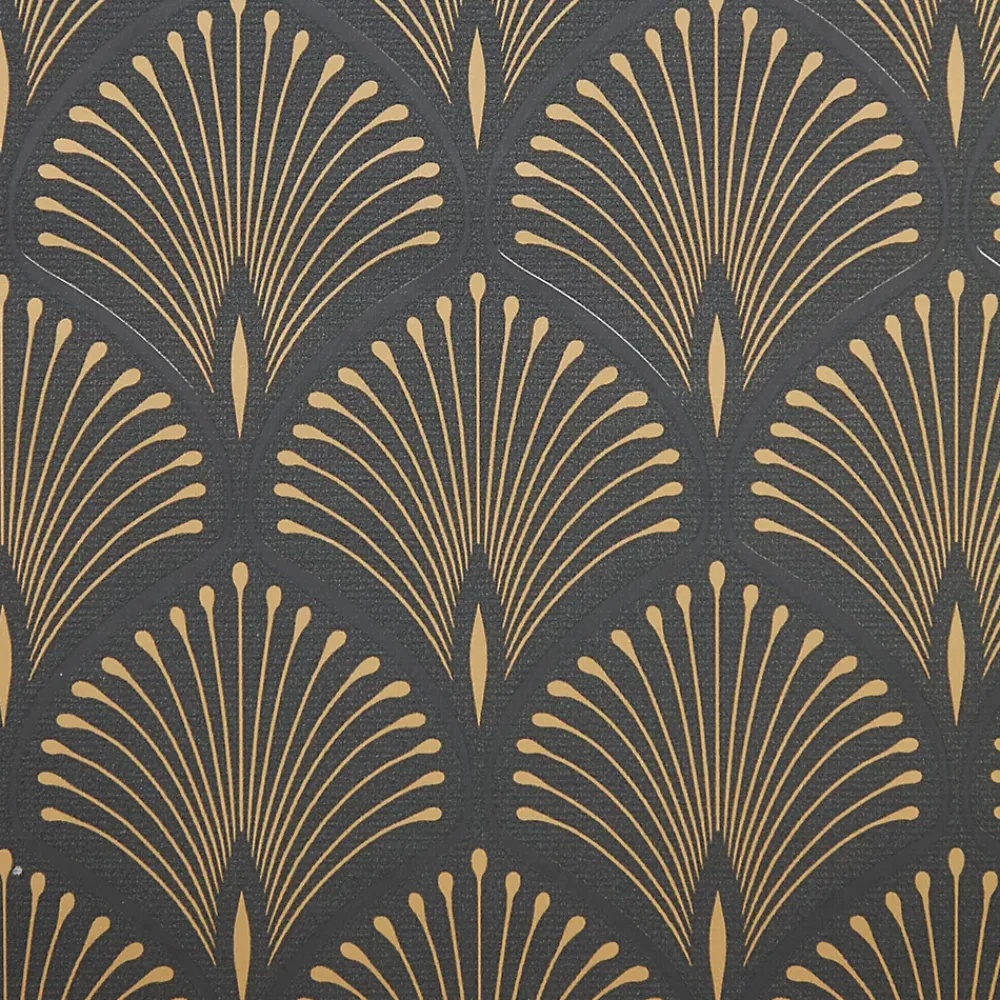 GoodHome Papier peint vinyl sur intissé echium noir et or- Papier Peint