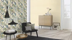 Rasch Papier peint vinyle expansé intissé feuillages exotic beige l.53 x H.1005 cm- Papier Peint