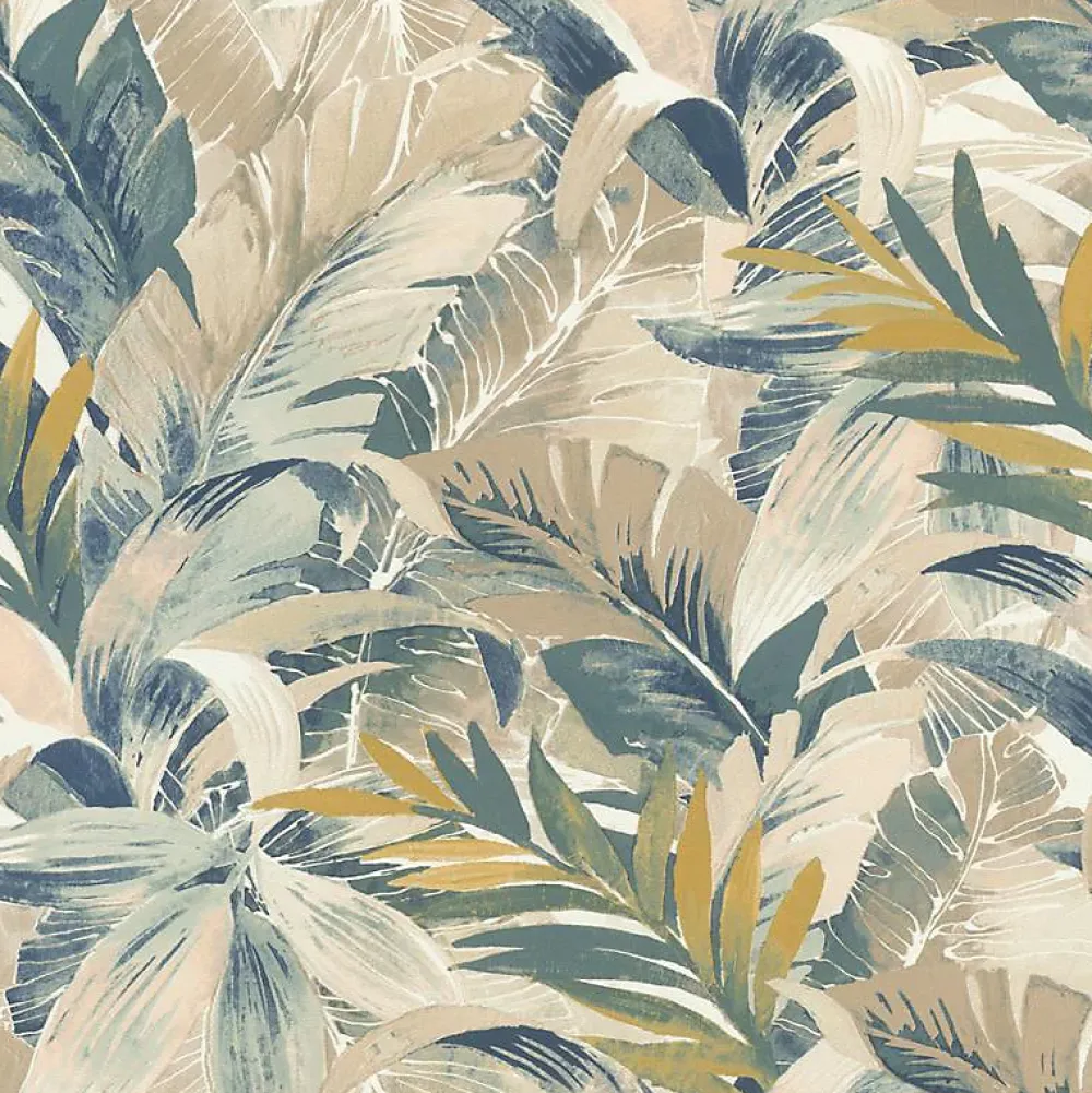 Rasch Papier peint vinyle expansé intissé feuillages exotic beige l.53 x H.1005 cm- Papier Peint