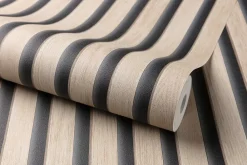 Grandeco Papier peint vinyle expansé intissé effet lattes de bois clair L.1005 x l.53cm- Papier Peint