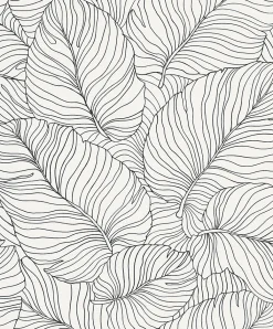 Grandeco Papier Peint<Papier peint vinyle expansé intissé feuilles de bananier Isa noir et blanc L.1005 x l.53 cm