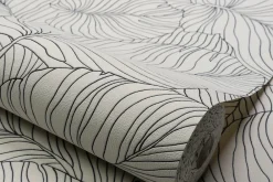 Grandeco Papier Peint<Papier peint vinyle expansé intissé feuilles de bananier Isa noir et blanc L.1005 x l.53 cm