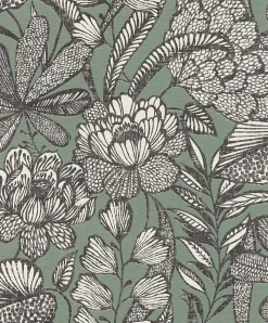 Rasch Papier peint vinyle intissé grainé fleuri Jade L.1005 x l.53cm- Papier Peint