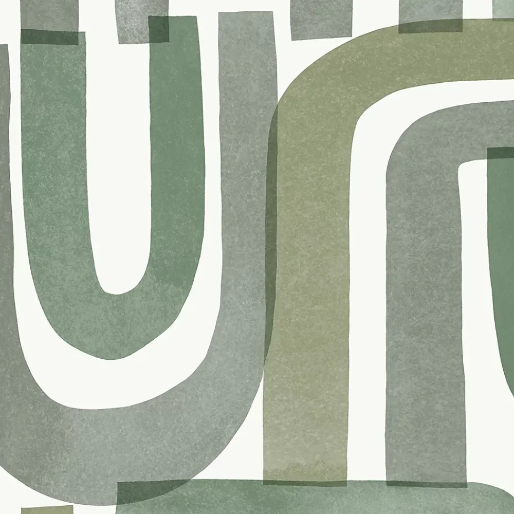 Lutèce Papier peint vinyle intissé Abaca vertigo géométrique vert L.1001 x l.53cm- Papier Peint