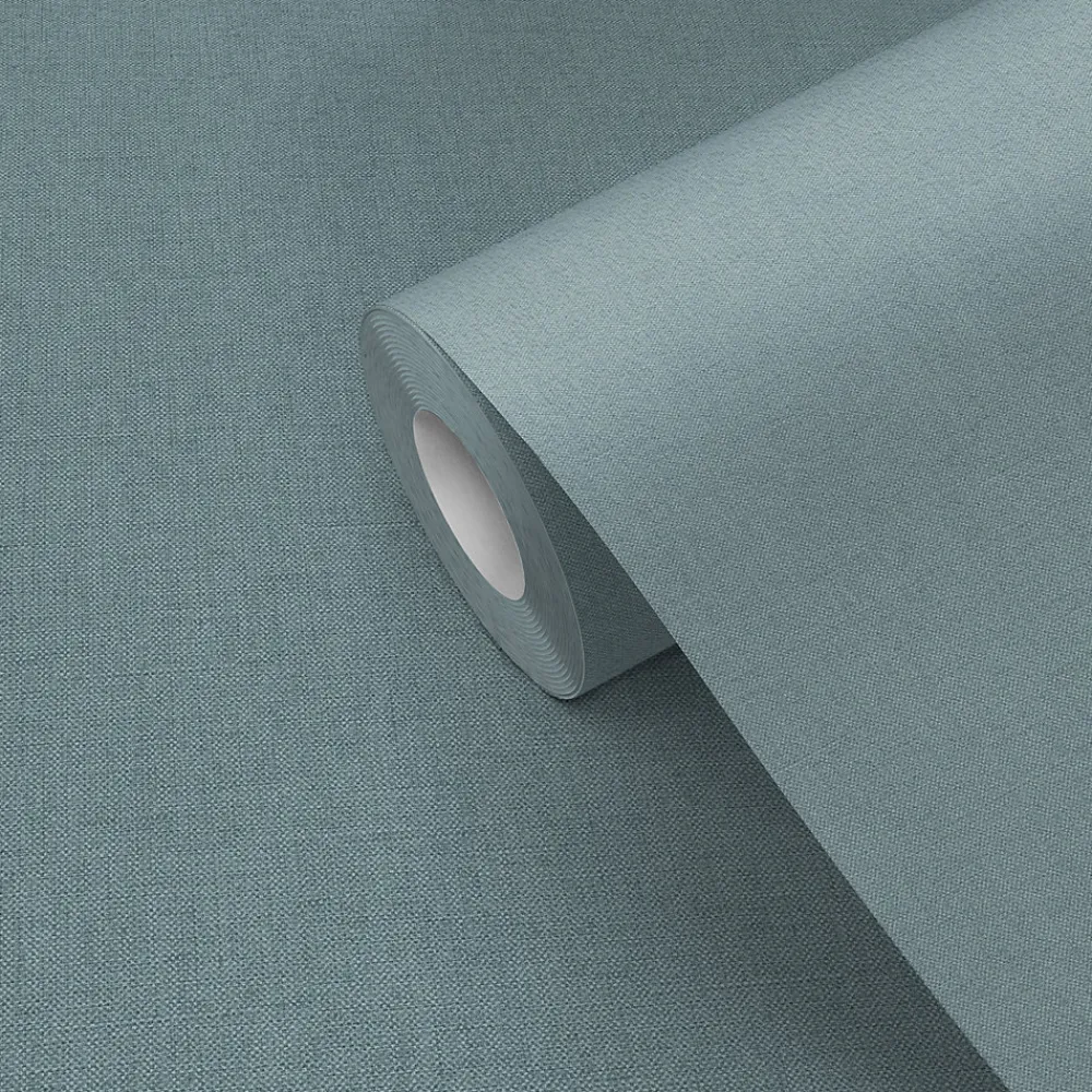 GoodHome Papier peint vinyle intissé uni bleu vert L.53 x l.1005 cm Tille- Papier Peint