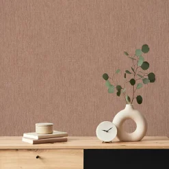 GoodHome Papier Peint<Papier peint vinyle intissé Bolyhos uni texturé terracotta L. 10,05m x l. 0,53m