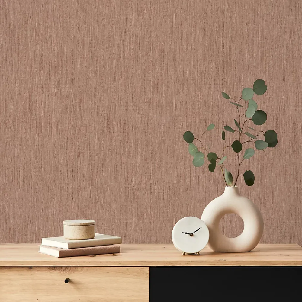 GoodHome Papier Peint<Papier peint vinyle intissé Bolyhos uni texturé terracotta L. 10,05m x l. 0,53m