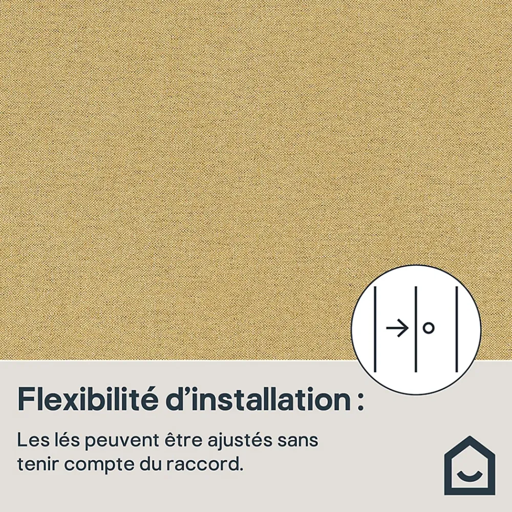 GoodHome Papier peint vinyle intissé uni aspect tissu jaune moutarde L.1005 x l.53cm , Mythe- Papier Peint