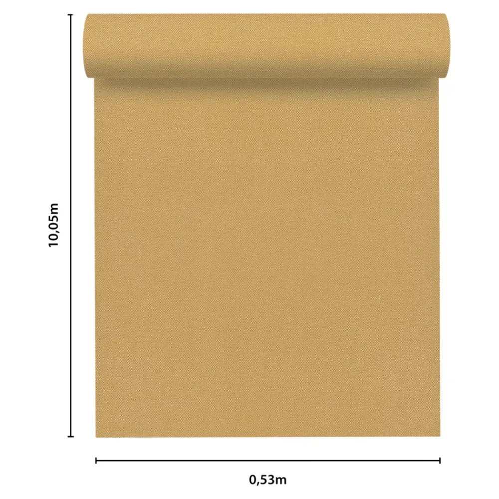GoodHome Papier peint vinyle intissé uni aspect tissu jaune moutarde L.1005 x l.53cm , Mythe- Papier Peint