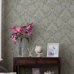 Laura Ashley Papier Peint<Papier peint vinyle intissé fleuri vert L.1000 x l.52 cm Parterre