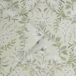 Laura Ashley Papier Peint<Papier peint vinyle intissé fleuri vert L.1000 x l.52 cm Parterre