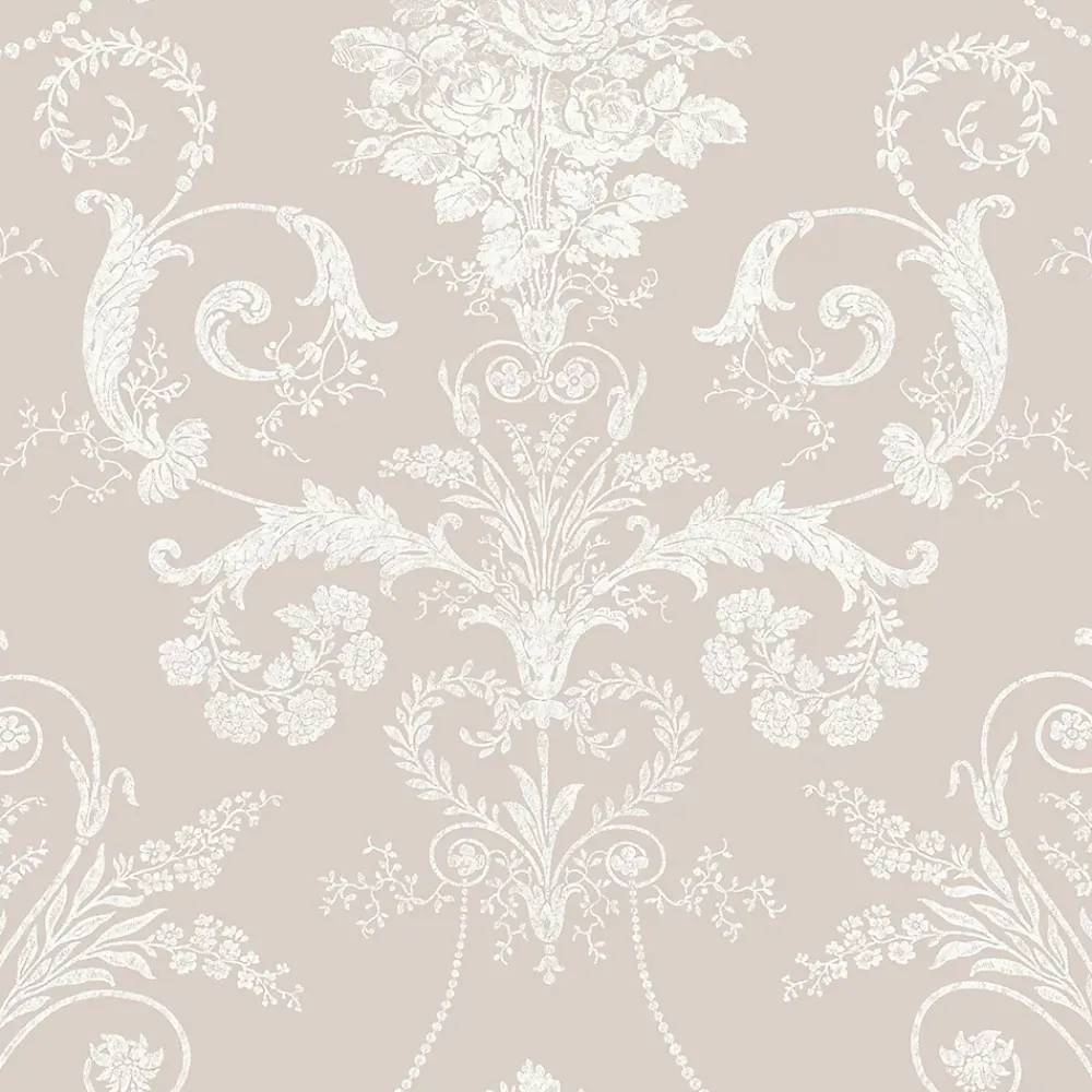 Laura Ashley Papier peint vinyle intissé bouquet de roses beige, argent L.1000 x l.52 cm Josette- Papier Peint
