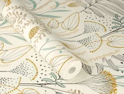 Rasch Papier Peint<Papier peint vinyle intissé fleuri bleu, jaune ocre L.1001 x l.53cm , Angélique