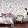 Ugepa Papier peint vinyle intissé fleurs romantiques multicouleurs L. 1005 x l. 53cm- Papier Peint