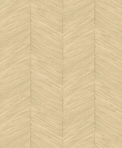 Papier peint vinyle intissé imitation chevron en textile L.1001 x l.53 cm, Galesano- Papier Peint