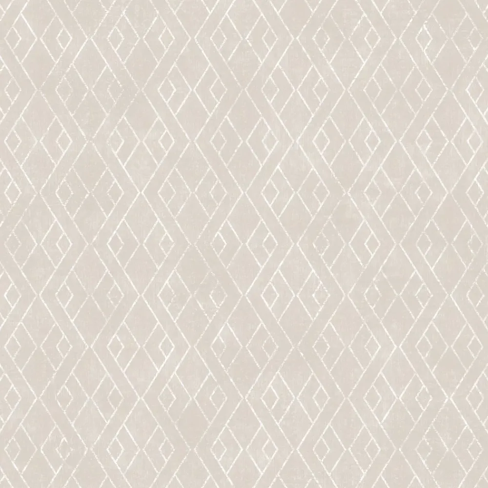 GoodHome Papier peint vinyle intissé Kohev géométrique beige L. 10,05m x l. 0,53m- Papier Peint