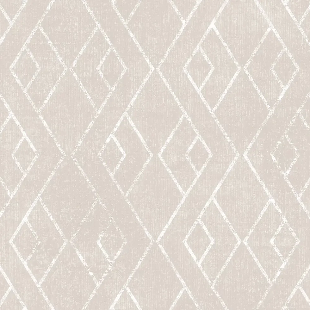 GoodHome Papier peint vinyle intissé Kohev géométrique beige L. 10,05m x l. 0,53m- Papier Peint