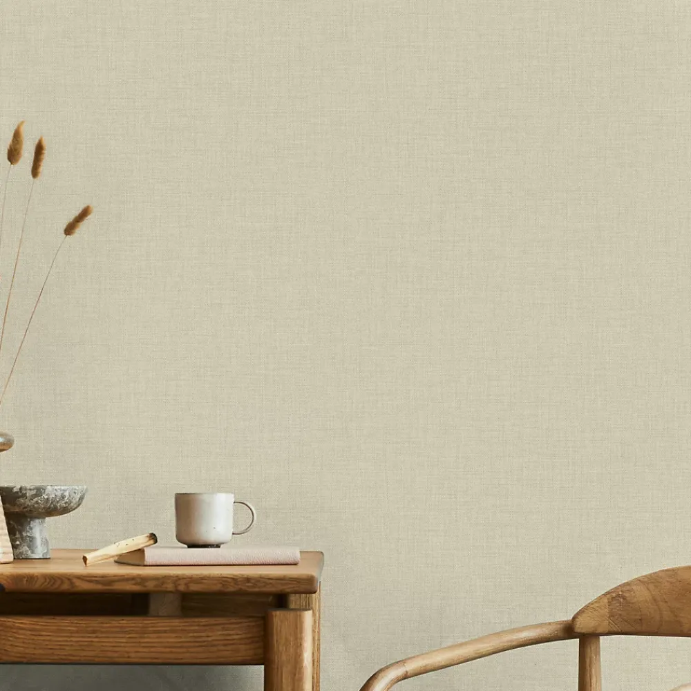 GoodHome Papier peint vinyle intissé uni structuré beige L.1000 x l.52 cm Shung- Papier Peint