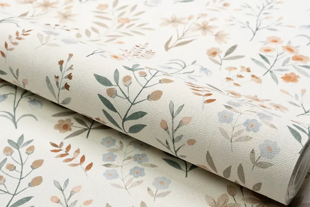 Grandeco Papier Peint<Papier peint vinyle intissé fleuri beige, jaune L.53 x l.1005 cm Poésie