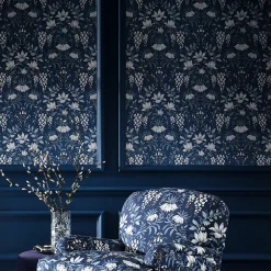 Laura Ashley Papier peint vinyle intissé fleuri bleu L.1000 x l.52 cm Parterre- Papier Peint