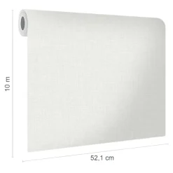 GoodHome Papier peint vinyle intissé uni structuré blanc L.1000 x l.52 cm Shung- Papier Peint
