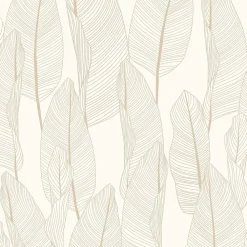 Lutèce Papier Peint<Papier peint vinyle intissé feuille de bananier beige, terracotta L.1005 x l.53cm