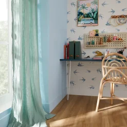 Ugepa Papier peint vinyle intissé enfant petit oiseau bleu L. 1005 x l. 53cm- Papier Peint