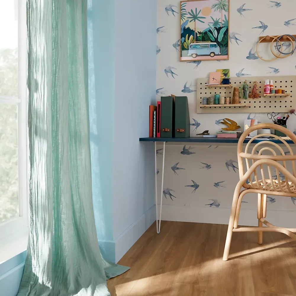 Ugepa Papier peint vinyle intissé enfant petit oiseau bleu L. 1005 x l. 53cm- Papier Peint
