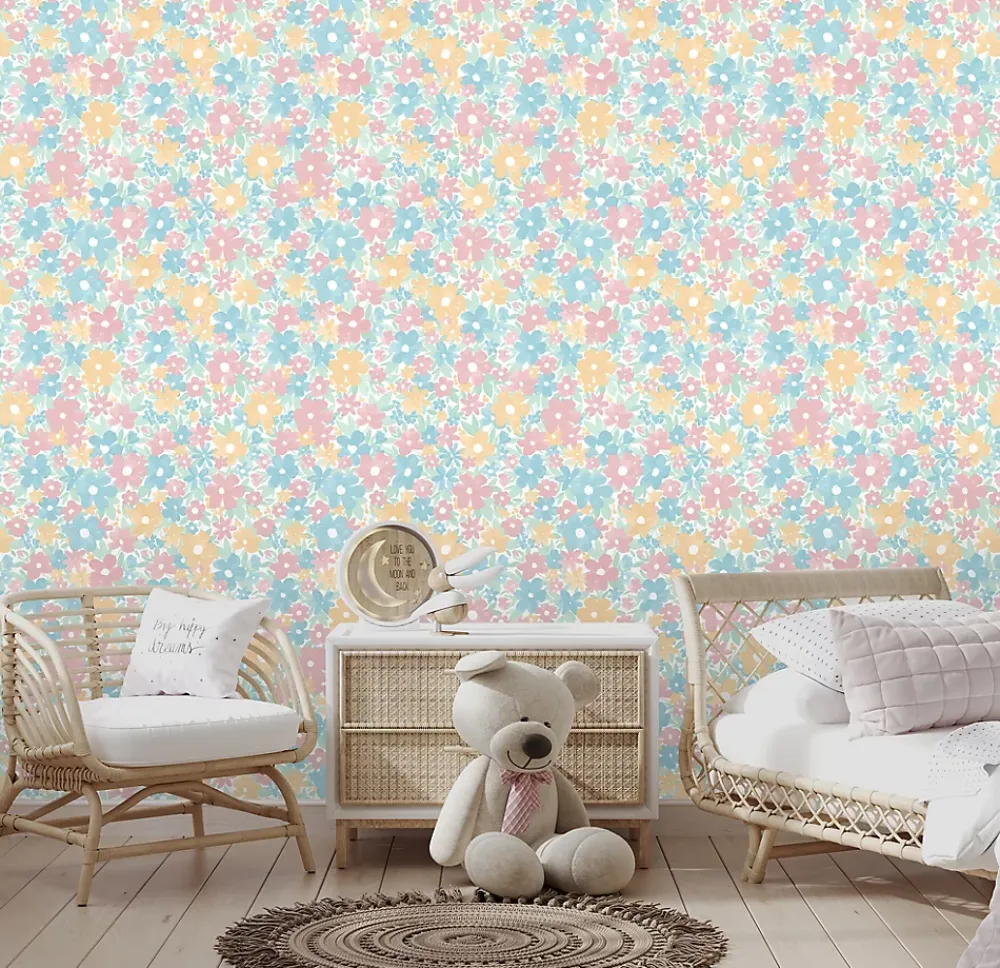 Ugepa Papier Peint<Papier peint vinyle intissé fleuri Bella fleurs multicouleurs pastel L.1005 x l.53cm Ugèpa