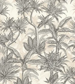 Rasch Papier Peint<Papier peint vinyle intissé feuillage tropical noir, doré L.1001 x l.53cm