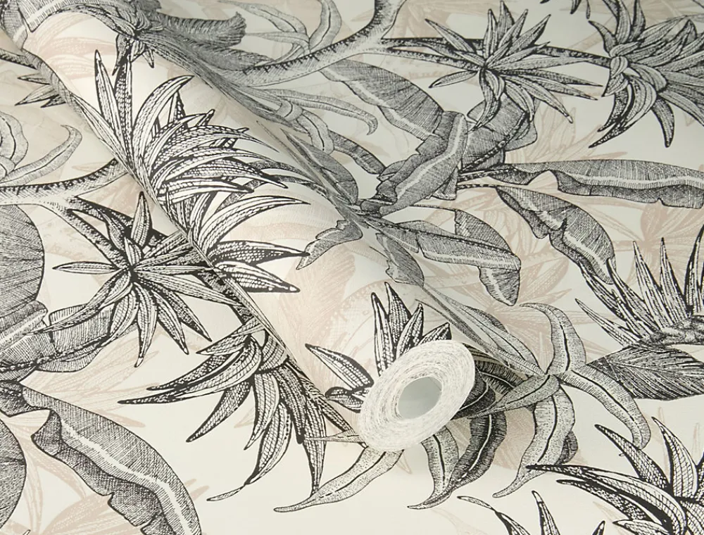 Rasch Papier Peint<Papier peint vinyle intissé feuillage tropical noir, doré L.1001 x l.53cm