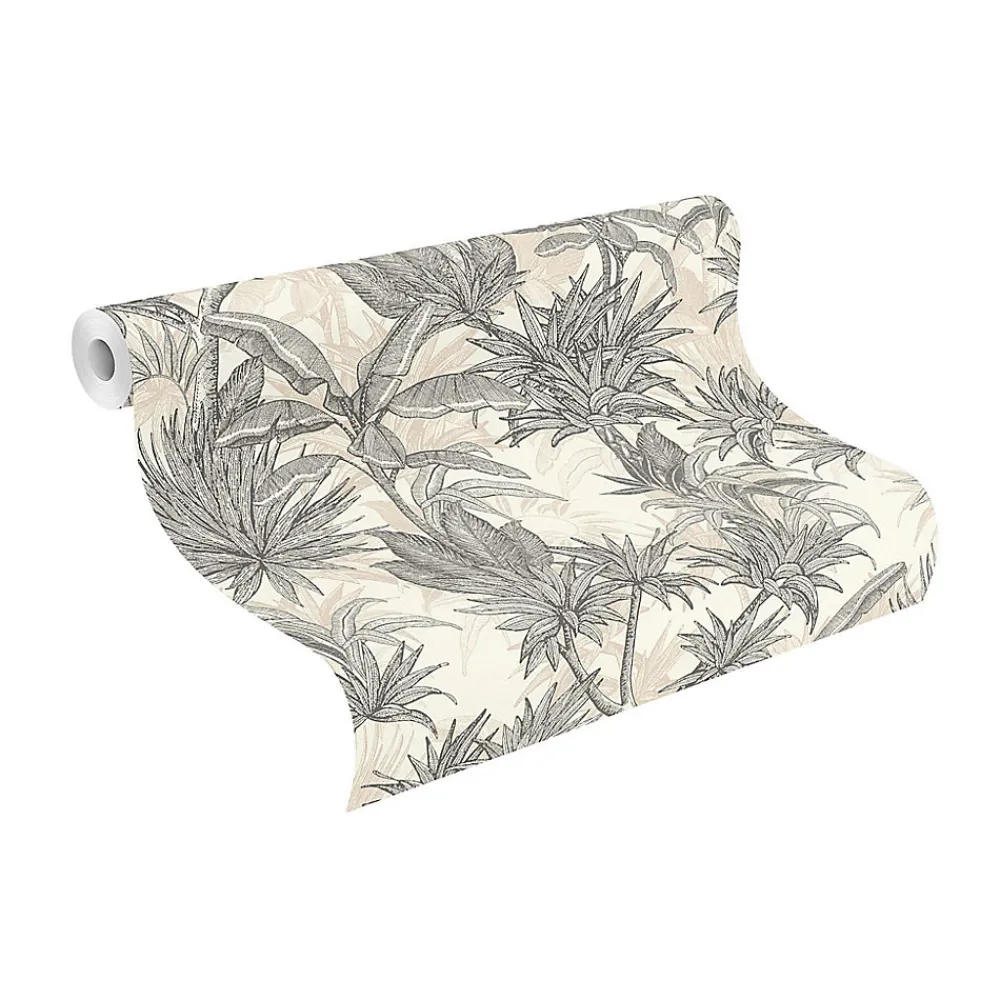 Rasch Papier Peint<Papier peint vinyle intissé feuillage tropical noir, doré L.1001 x l.53cm