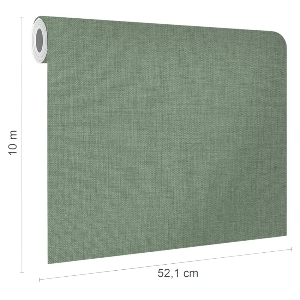 GoodHome Papier peint vinyle intissé uni structuré vert L.1000 x l.52 cm Shung- Papier Peint