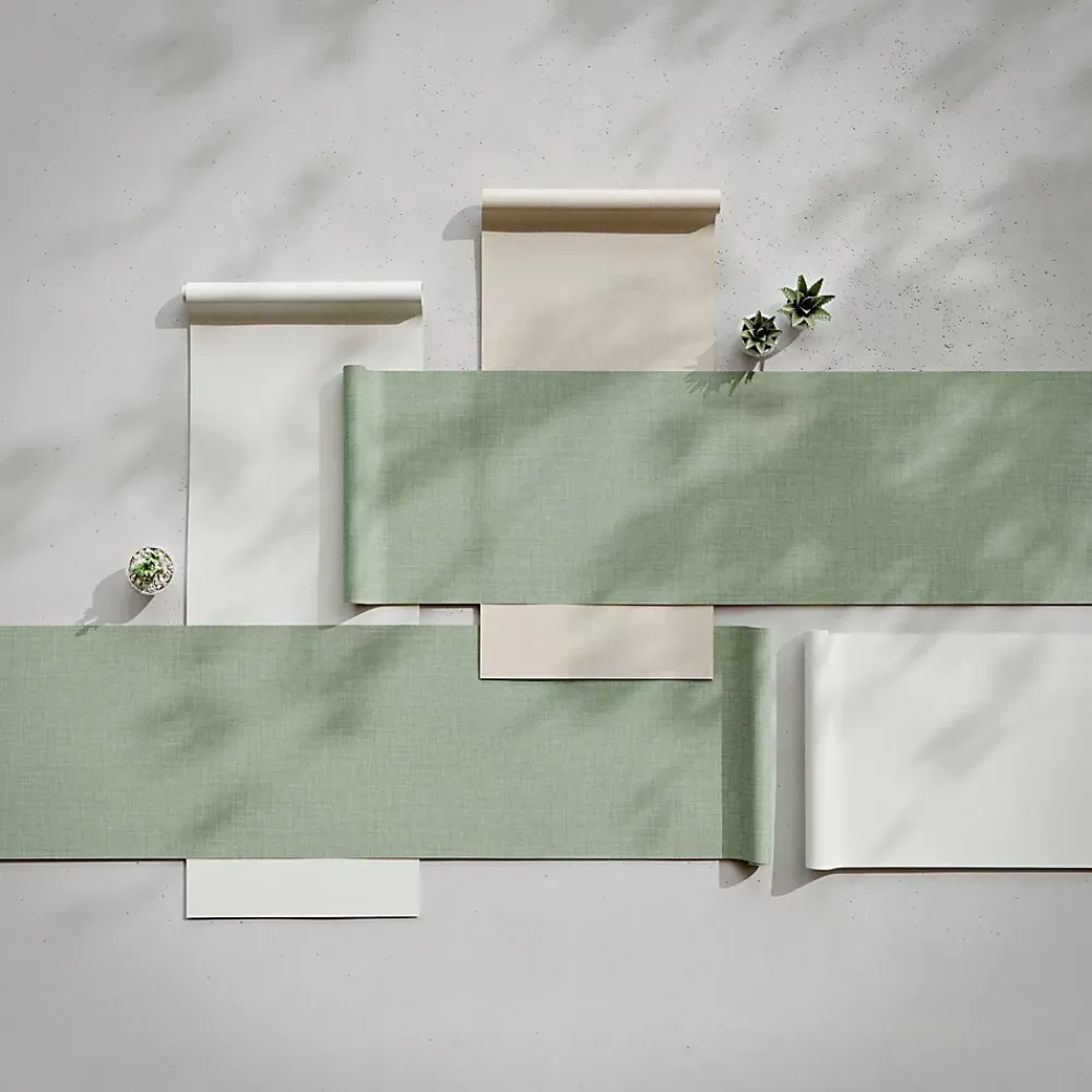 GoodHome Papier peint vinyle intissé uni structuré vert L.1000 x l.52 cm Shung- Papier Peint
