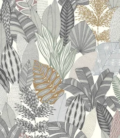 Rasch Papier peint vinyle intissé feuillage gris L.1001 x l.53cm , Kruger- Papier Peint