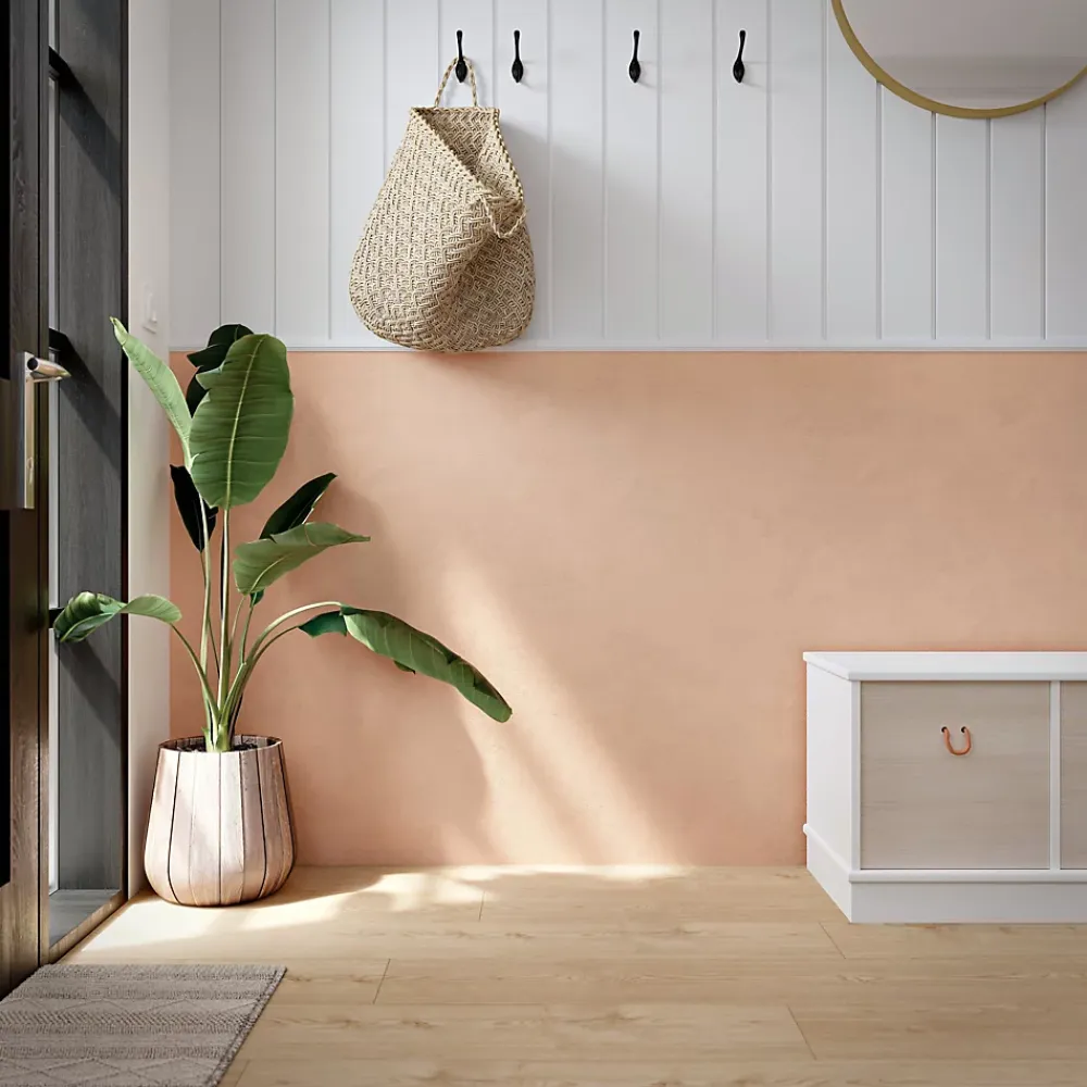 GoodHome Papier Peint<Papier peint vinyle intissé uni orange pêche L.53 x l.1005 cm Izier