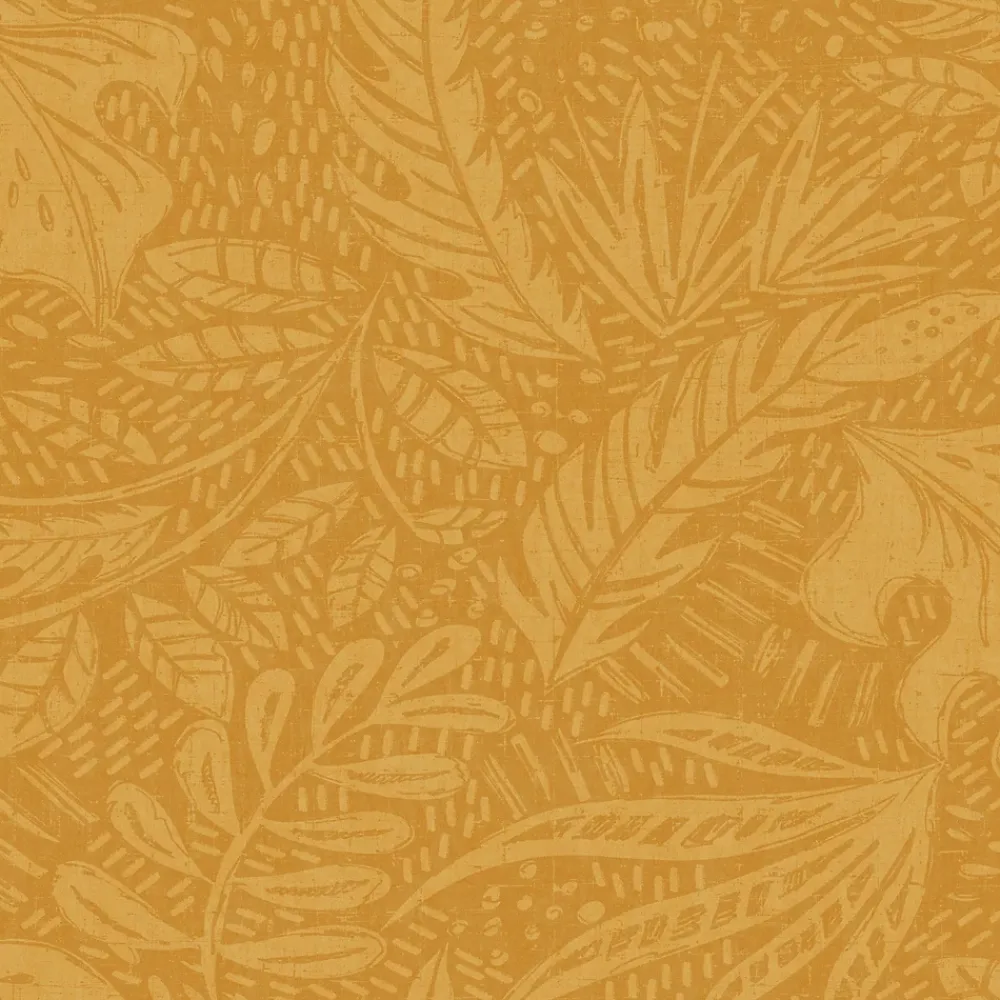 GoodHome Papier peint vinyle intissé Tuklu jaune ocre l.53 cm x 10m- Papier Peint