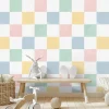 Ugepa Papier peint vinyle intissé damier multicouleurs pastel L.1005 x l.53cm Ugèpa- Papier Peint