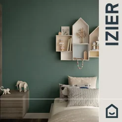 GoodHome Papier Peint<Papier peint vinyle intissé uni bleu vert L.53 x l.1005 cm Izier