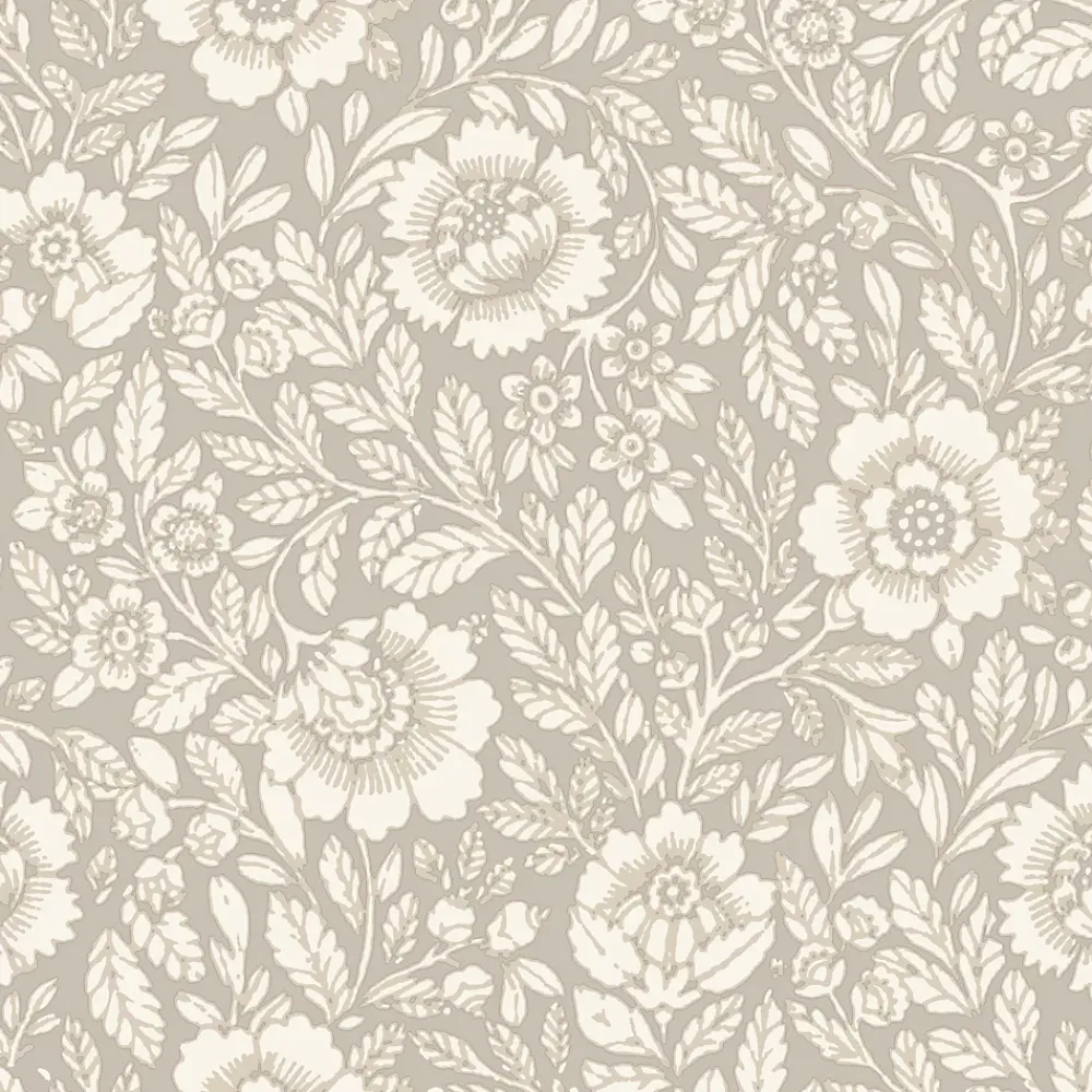 GoodHome Papier Peint<Papier peint vinyle intissé Soffice motif fleuri beige L. 10,05m x l. 0,53m