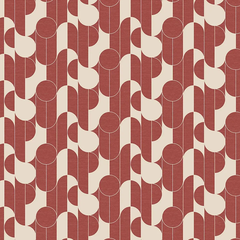GoodHome Papier Peint<Papier peint vinyle intissé rond géométrique terracotta et blanc L.10m x l.53cm